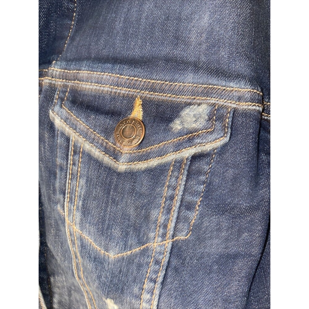 new Mavi Jeans jacket denim distressed Samantha Stretchy western rock Small - Picture 5 of 10
